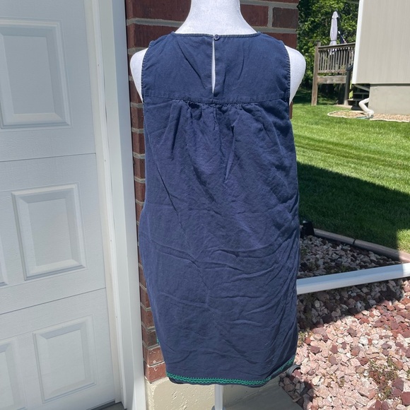 J. Crew Blue and Green Embroidered Linen Blend Sleeveless Sundress, Size Small - Picture 4 of 10
